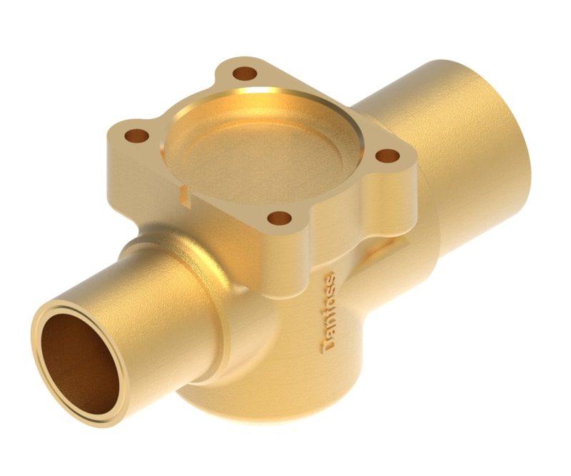 Danfoss valve body for TE 55 / TQ 55 thermostatic expansion valve, 28 mm × 35 mm solder ODM, straightway, brass (code 067G4001)