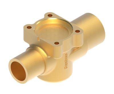 Danfoss valve body for TE 55 / TQ 55 thermostatic expansion valve, 1 1/8 in × 1 3/8 in solder ODM, straightway, brass