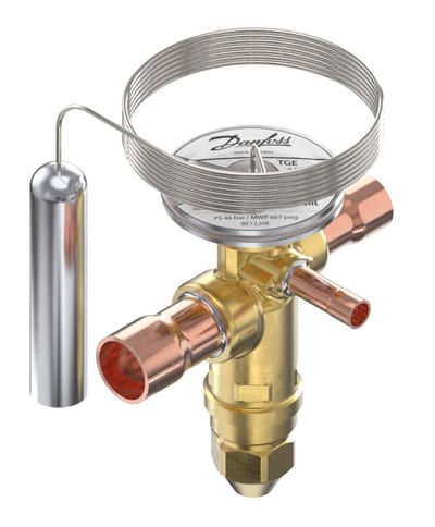 Danfoss TGE thermostatic expansion valve, R134A/R513A, 22 mm x 28 mm solder odf 067N5083