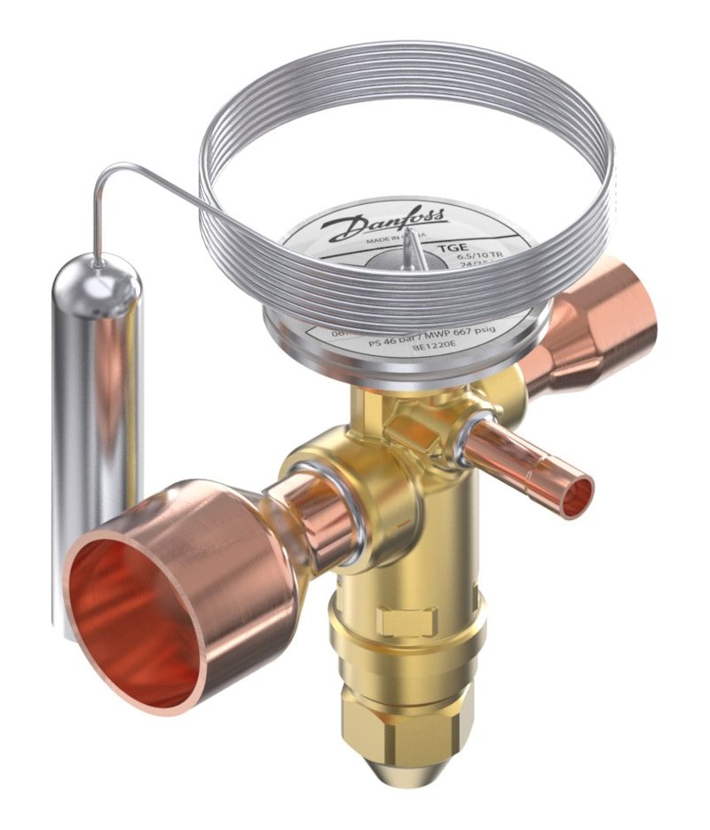 Danfoss TGE thermostatic expansion valve, R404A/R507A, 5/8 in x 1 1/8 in solder odf