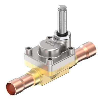 Danfoss AKV 15-3 electric expansion valve, 7/8 in ODF solder, orifice 5.6 mm, 63 kW R22, 34.5 bar MWP