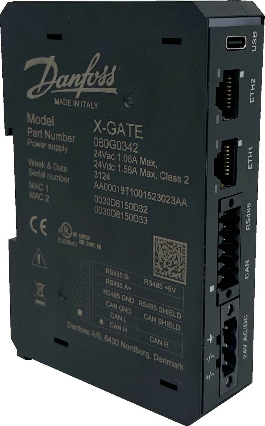 Danfoss X-Gate multi-protocol gateway (BACnet / Modbus / CANbus)