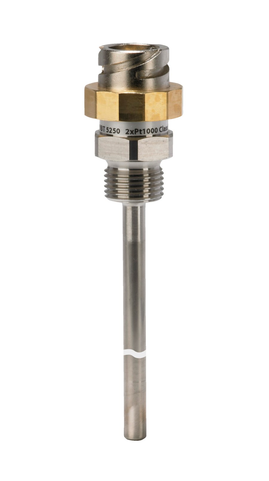 Danfoss MBT 5250 temperature sensor, dual Pt 100, 100 mm insertion, G 1/2, ITT Cannon 4-Pin connector (code 084Z2276)