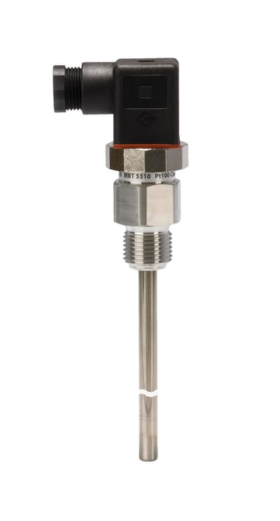 Danfoss MBT 5310 temperature sensor, Pt 100, 215-227 mm adjustable insertion, G 1/2, angular connector Pg 9