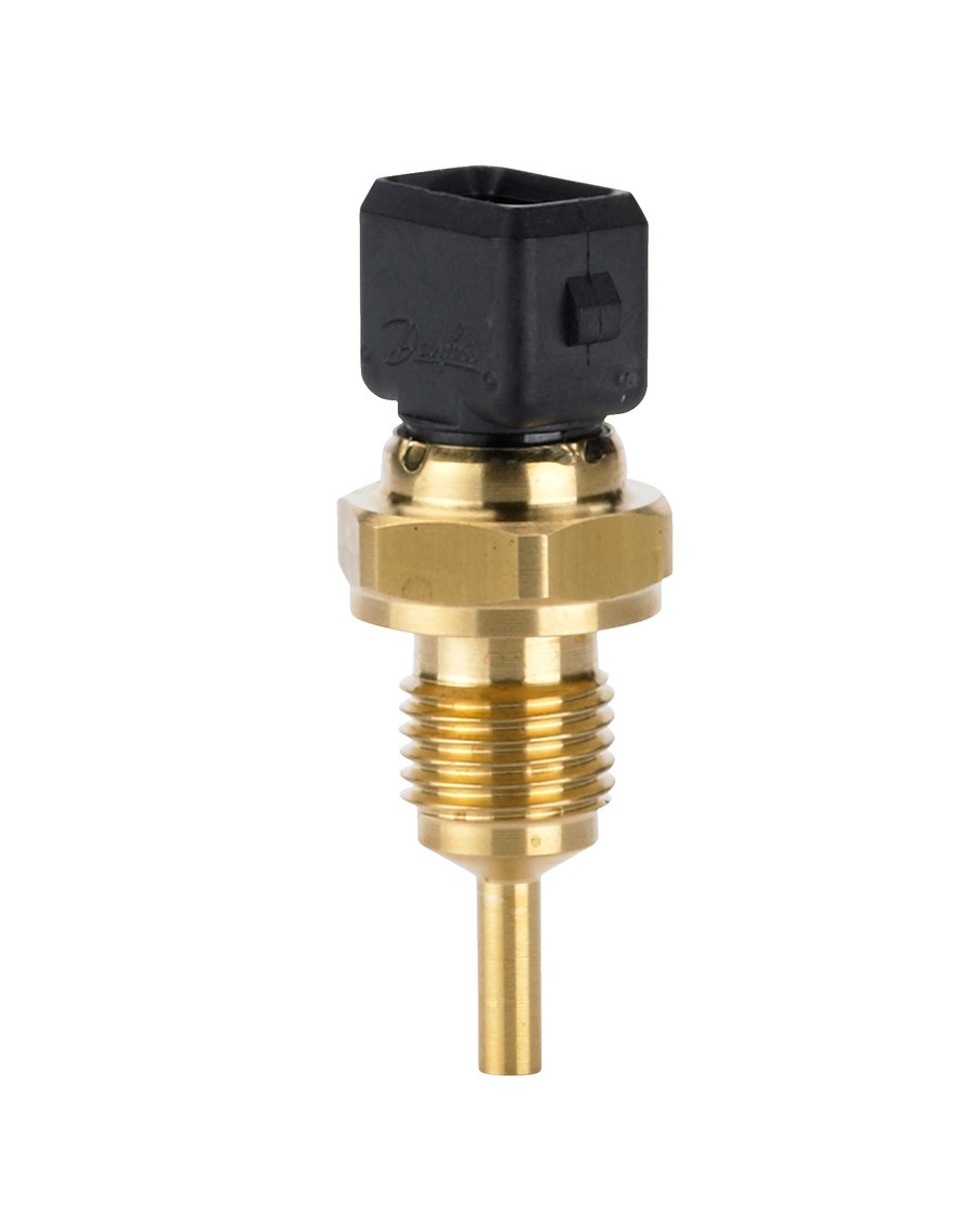 Danfoss MBT 3270 temperature sensor, Pt 100 Class A, 28 mm insertion, G 1/4 brass, AMP Junior Power Timer 2-Pin (code 084Z3242)
