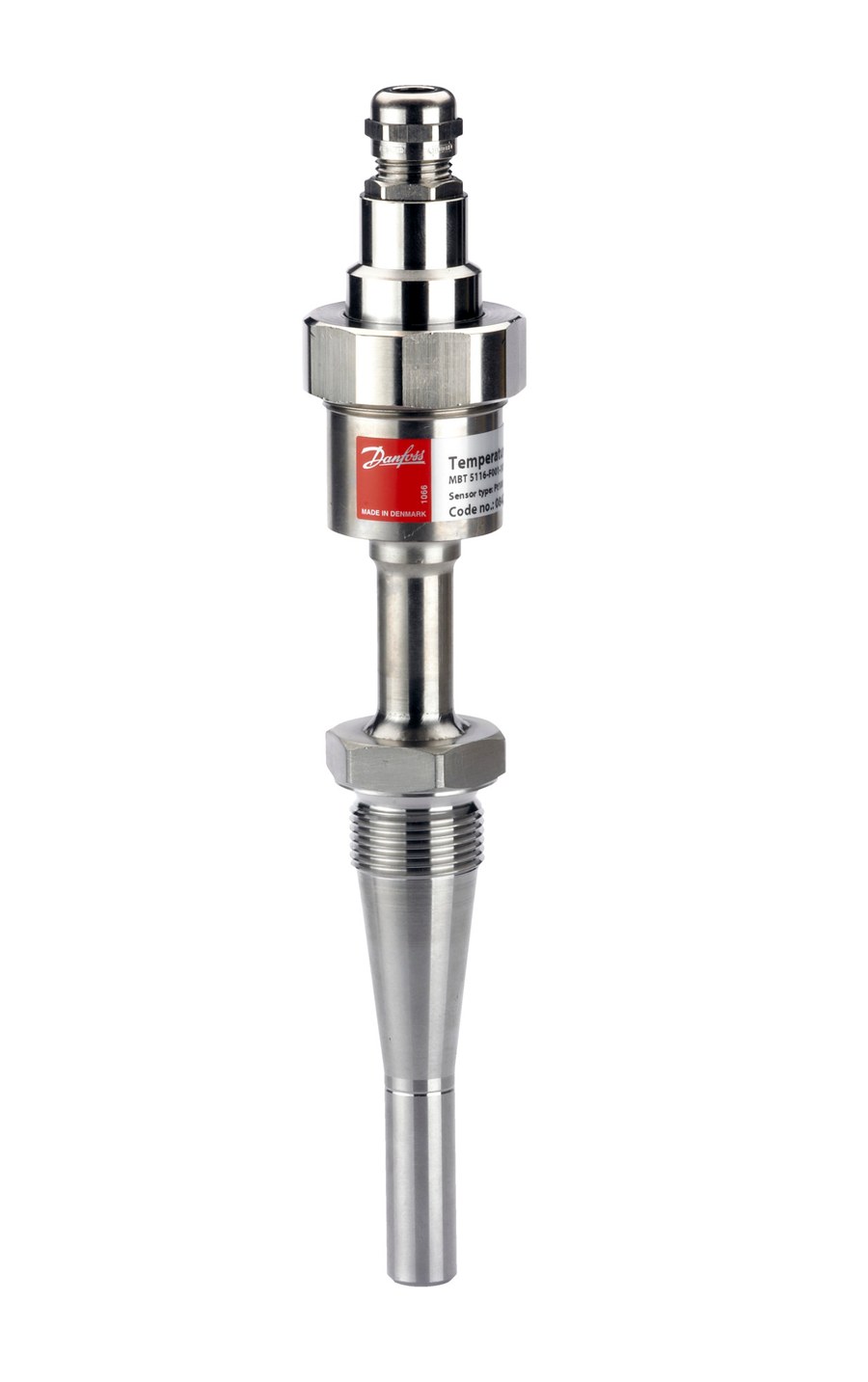 Danfoss MBT 5116 slim-line temperature sensor, Pt 100, 300 mm insertion, G 3/4, slim-line head Pg 9 (code 084Z3262)