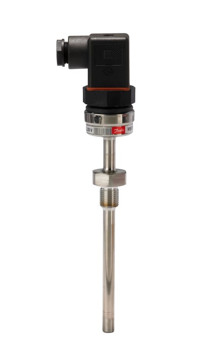 Danfoss MBT 5560 temperature transmitter, Pt 1000 with built-in 4-20 mA transmitter, 100 mm insertion, G 1/4 process connection (code 084Z4026)