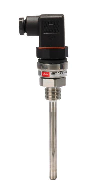Danfoss MBT 5560 temperature transmitter, Pt 1000 with built-in 4-20 mA transmitter, 100 mm insertion, M 18X1.5 process connection