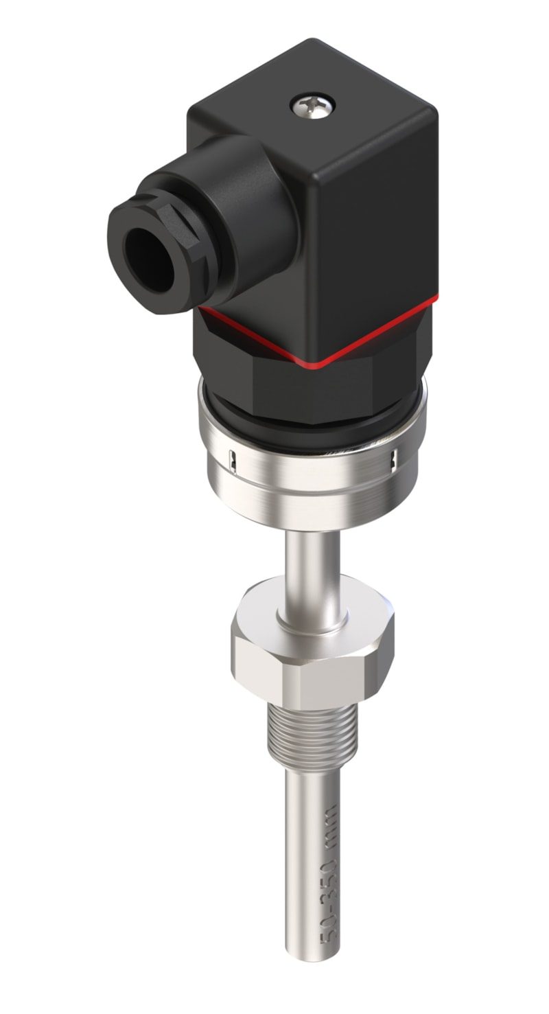 Danfoss MBT 5560 temperature transmitter, Pt 1000, 4-20 mA (0 to +100 C), 150 mm insertion, G 1/4 process connection, PG9 angular (code 084Z4084)