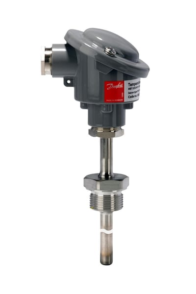 Danfoss MBT 5252 temperature transmitter, Pt 100 to 4-20 mA, 80 mm insertion, G 3/4 process connection