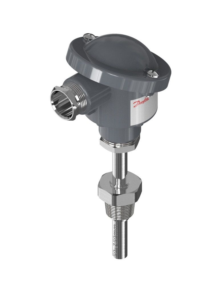Danfoss MBT 5252 temperature transmitter, Pt 100 100 ohm, 50 mm insertion, NPT 1/2-14 process connection (code 084Z7034)