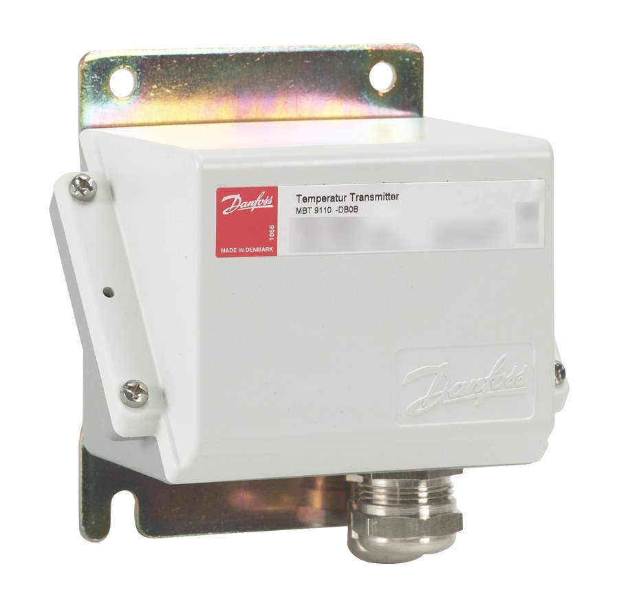 Danfoss MBT 9110 temperature transmitter, Pt 100 input, 4-20 mA output, -50 to +50 C range (code 084Z8115)