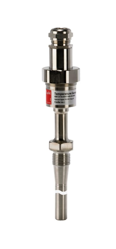 Danfoss MBT 5116 slim-line temperature sensor, Pt 100 100 ohm, 120 mm insertion, G 1/2 process connection