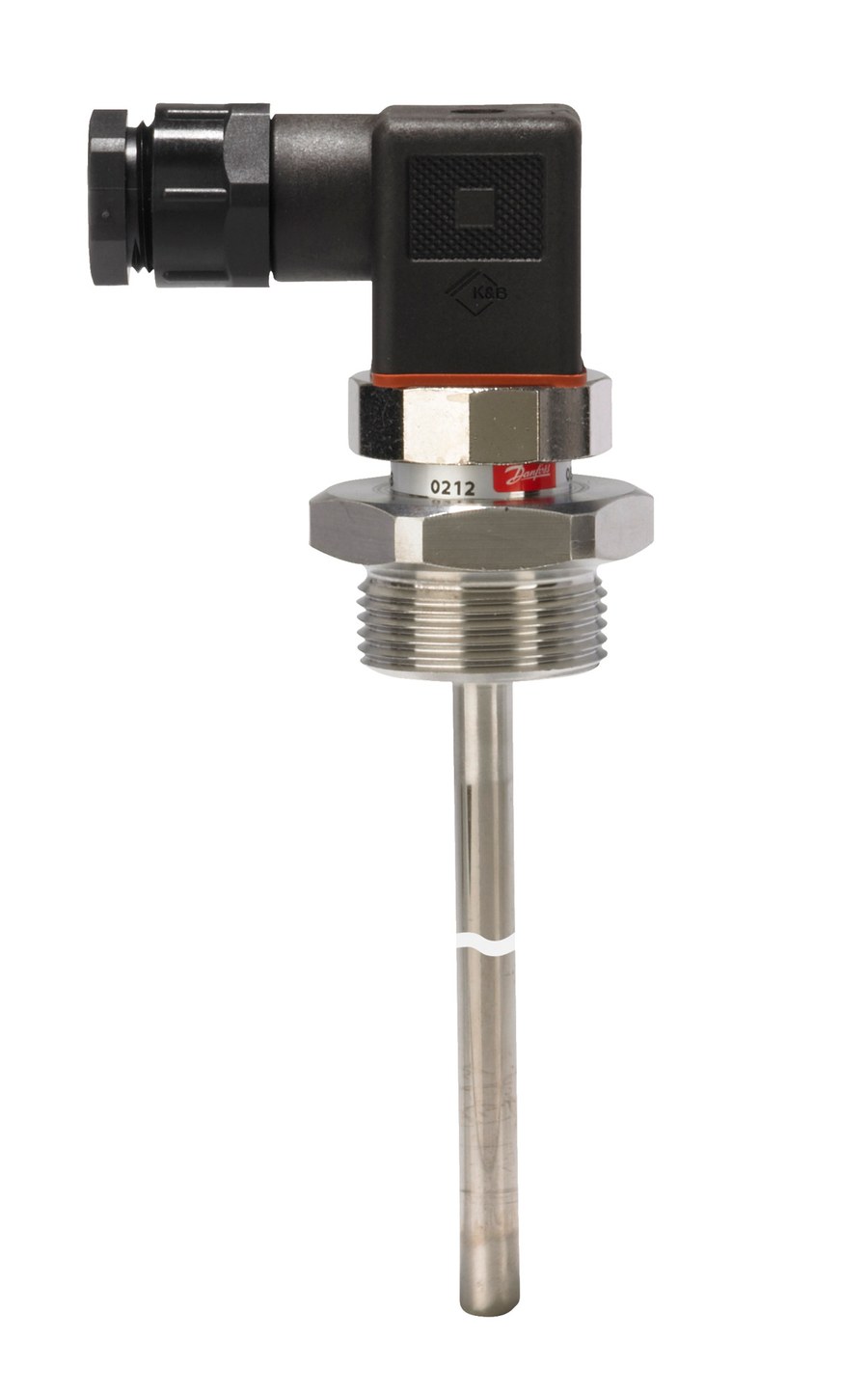 Danfoss MBT 5250 heavy-duty insertion temperature sensor, PT100 100 ohm, 80 mm insertion, M18X1.5 process connection (code 084Z8244)