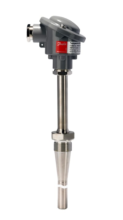 Danfoss MBT 5116 high-temperature insertion temperature sensor, PT100 100 ohm, 100 mm insertion, G 3/4 process connection