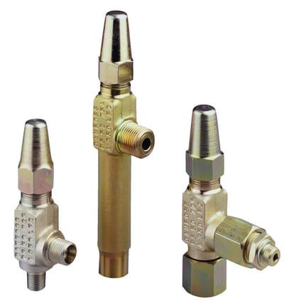 Danfoss SNV-ST gauge valve, NPT 3/8 in inlet x 10 mm cutting-ring (compression) outlet, low-temperature steel