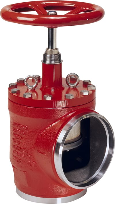 Danfoss SVA-DL 300 angleway shut-off valve, 300 mm (12 in) butt weld ASME B 36.10M Schedule 40, steel, 40 bar, with handwheel