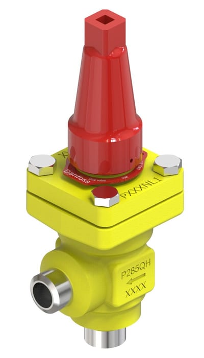 Danfoss SVA-S 15 shut-off (stop) valve, angleway, 15 mm (1/2 in), butt weld to ASME B 36.10M Schedule 80, steel, 65 bar, Kv 7 M3/h