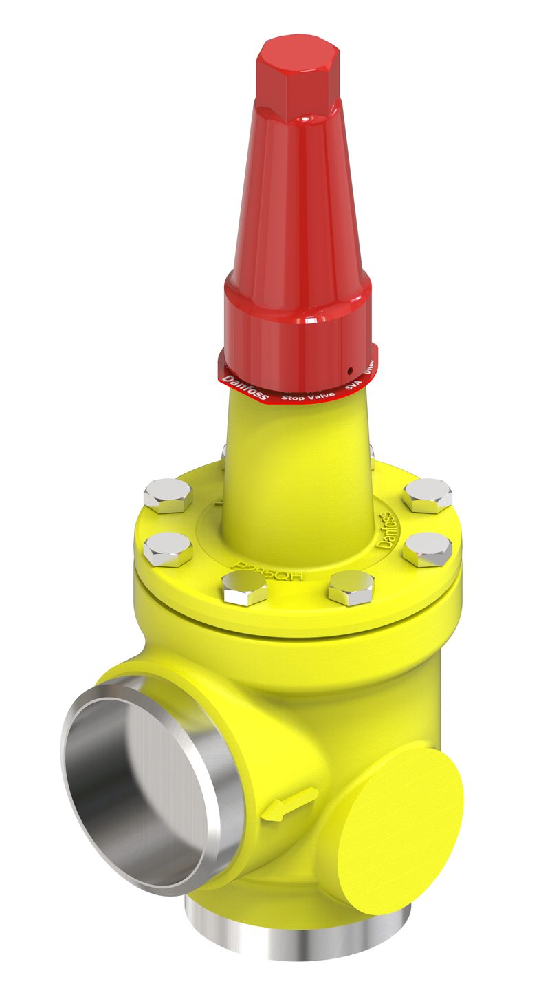 Danfoss SVA-S 80 angleway shut-off valve, 80 mm (3 in) butt weld, steel, 65 bar (code 148B5042)