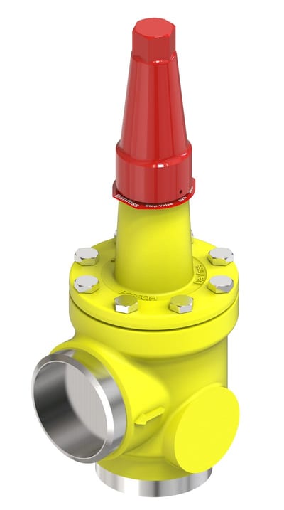 Danfoss SVA-S 80 angleway shut-off valve, 80 mm (3 in) butt weld, steel, 65 bar
