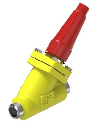 Danfoss SVA-S 25 shut-off (stop) valve, straightway, 25 mm (1 in), butt weld to ASME B 36.10M Schedule 80, steel, 65 bar, Kv 17.4 M3/h