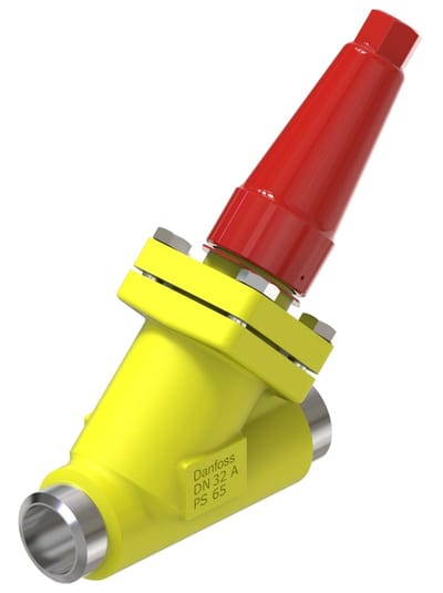 Danfoss SVA-S 32 shut-off (stop) valve, straightway, 32 mm (1 1/4 in), butt weld to ASME B 36.10M Schedule 80, steel, 65 bar, Kv 29.8 M3/h