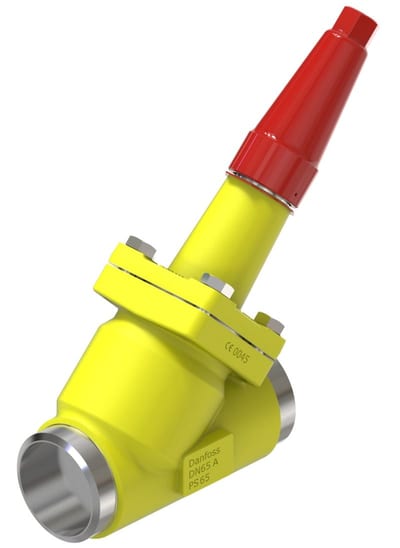 Danfoss SVA-S 65 shut-off (stop) valve, straightway, 65 mm (2 1/2 in), butt weld to ASME B 36.10M Schedule 40, steel, 65 bar, Kv 97 M3/h
