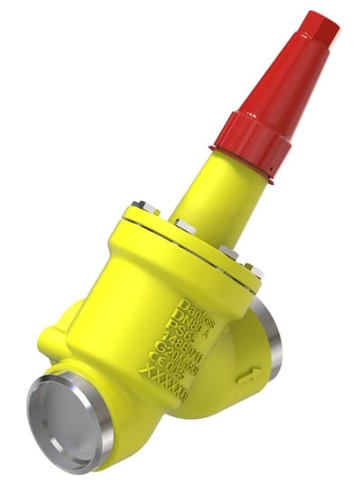 Danfoss SVA-S 80 shut-off (stop) valve, straightway, 80 mm (3 in), butt weld to ASME B 36.10M Schedule 40, steel, 65 bar, Kv 152 M3/h