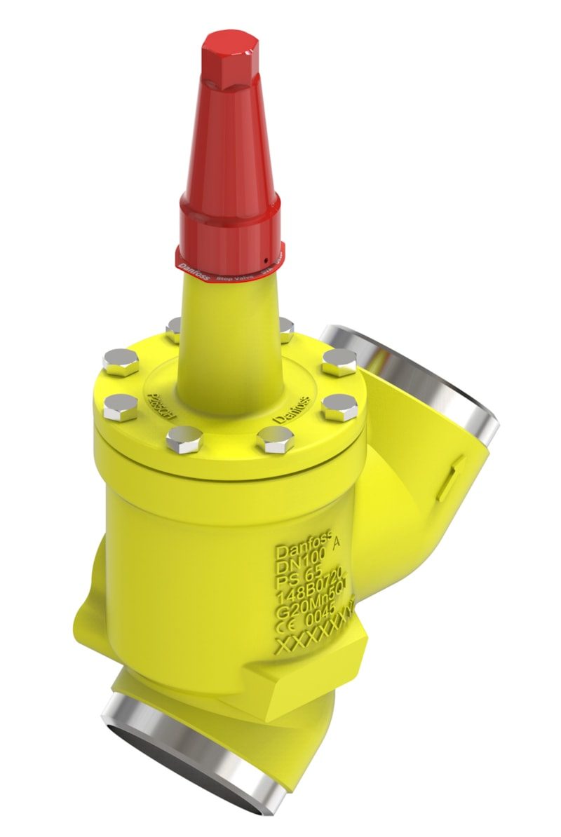 Danfoss SVA-S 100 shut-off (stop) valve, straightway, 100 mm (4 in), butt weld to ASME B 36.10M Schedule 40, steel, 65 bar, Kv 278 M3/h (code 148B5063)
