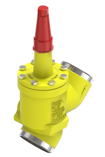 Danfoss SVA-S 100 shut-off (stop) valve, straightway, 100 mm (4 in), butt weld to ASME B 36.10M Schedule 40, steel, 65 bar, Kv 278 M3/h