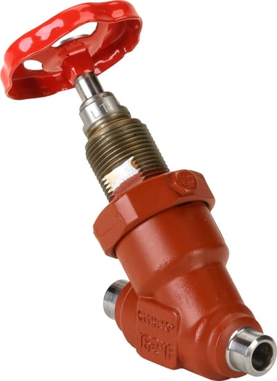 Danfoss SVA-S 10 straightway shut-off valve, handwheel, 10 mm (3/8 in) butt weld EN 10220, steel, 52 bar