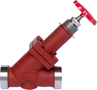 Danfoss SVA-L 15 straightway long shut-off (stop) valve, 15 mm (1/2 in) butt weld EN 10220, 52 bar, steel (code 148B5250)