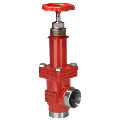 Danfoss SVA-L 20 angleway shut-off valve, 20 mm (3/4 in) socket weld, steel, 52 bar (code 148B5362)