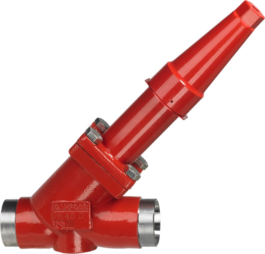 Danfoss SVA-L 32 straightway shut-off valve, cap, 32 mm (1 1/4 in) butt weld EN 10220, steel, 52 bar (code 148B5551)