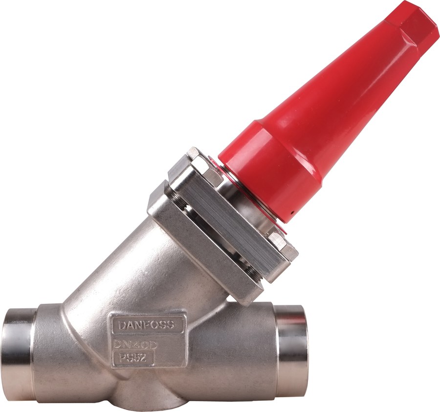 Danfoss SVA-S SS 40 straightway shut-off valve, cap, 40 mm (1 1/2 in) butt weld EN 10220, stainless steel, 52 bar (code 148B5649)