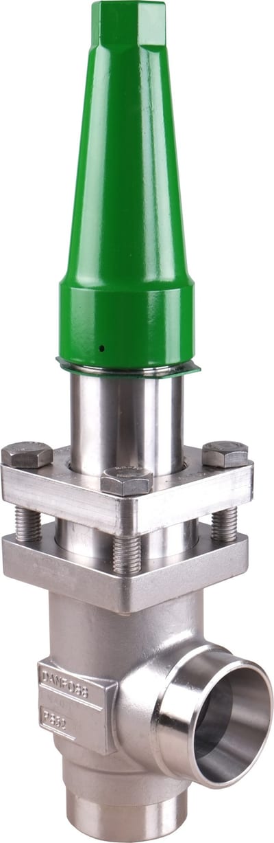 Danfoss SCA-X SS 40 angleway check and stop valve, cap, 40 mm (1 1/2 in) butt weld ASME B 36.19M Schedule 40, stainless steel, 52 bar