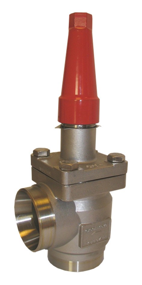Danfoss SVA-S SS 100 angleway shut-off (stop) valve, cap, 100 mm (4 in) butt weld ASME B 36.19M Schedule 40, stainless steel, 50 bar (code 148B6035)