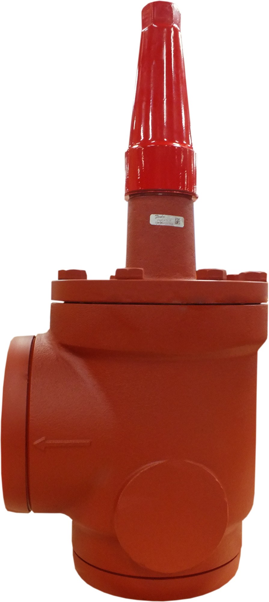 Danfoss SVA-S 200 shut-off (stop) valve, 200 mm (8 in) butt weld ASME B 36.10M Schedule 40, steel, angleway, cap, 52 bar (code 148B6328)