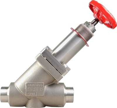 Danfoss SVA-L SS 15 straightway shut-off valve (long neck, handwheel), 15 mm (1/2 in) butt weld EN 10220, stainless steel, 52 bar
