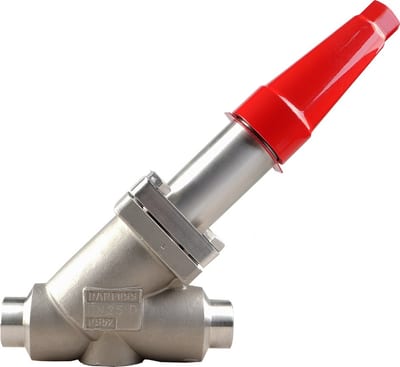 Danfoss SVA-L SS 20 straightway shut-off valve (long neck, cap), 20 mm (3/4 in) butt weld EN 10220, stainless steel, 52 bar