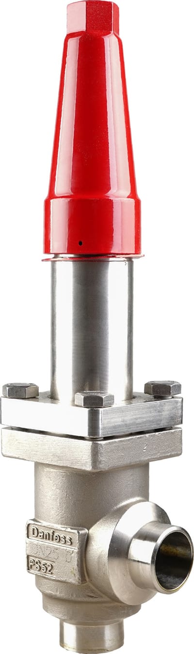 Danfoss SVA-L SS 25 angleway shut-off valve (long neck, cap), 25 mm (1 in) butt weld EN 10220, stainless steel, 52 bar