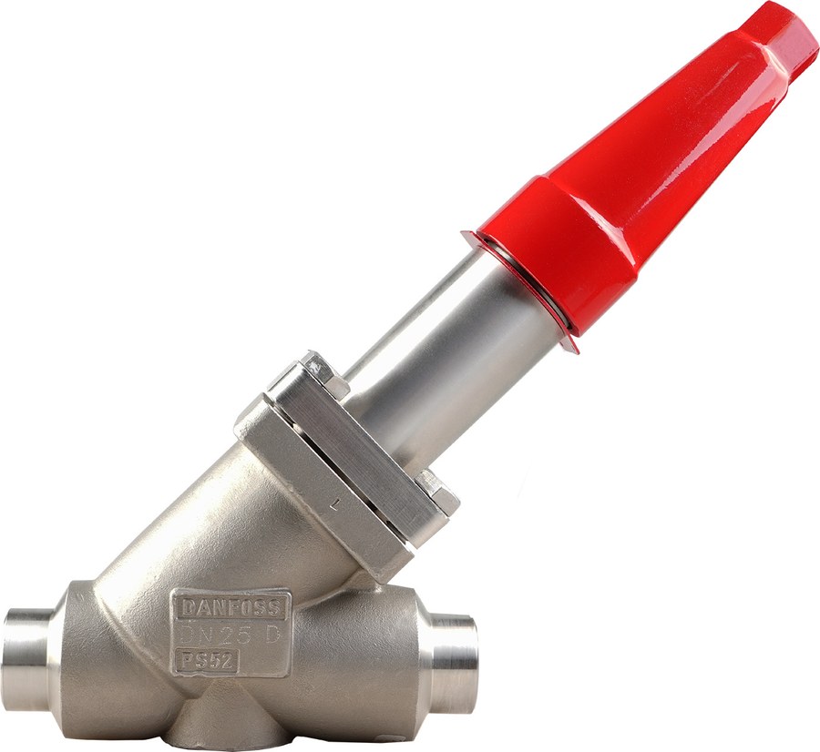 Danfoss SVA-L SS 32 straightway shut-off valve (long neck, cap), 32 mm (1 1/4 in) butt weld EN 10220, stainless steel, 52 bar (code 148B6561)