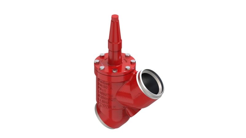 Danfoss SVA-S 150 straightway shut-off (stop) valve, 150 mm (6 in) butt weld EN 10220, steel, 65 bar, cap (code 148B6666)