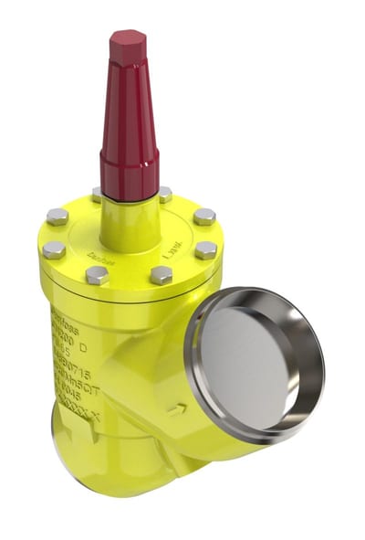 Danfoss SVA-S 200 straightway shut-off (stop) valve, 200 mm (8 in) butt weld EN 10220, steel, 65 bar, cap