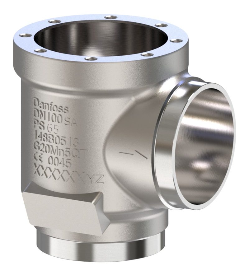 Danfoss SVL Flexline multifunction valve body, SVL 100 angleway solder 4 1/8 in, 65 bar, steel (code 148B6721)