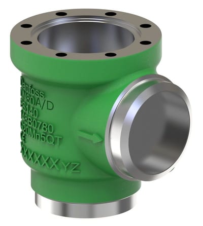 Danfoss SVL-140B 100 multifunction valve body, angleway butt weld 100 mm (4 in), 140 bar CO2, steel
