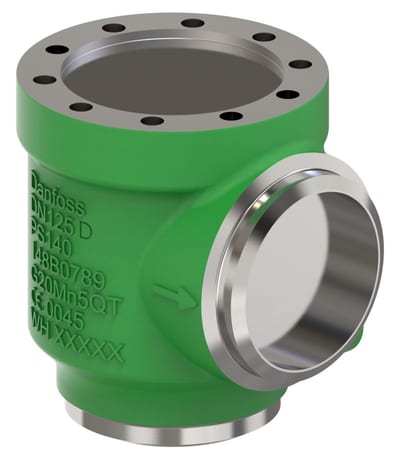 Danfoss SVL-140B 125 multifunction valve body, angleway butt weld 125 mm, 140 bar CO2, steel