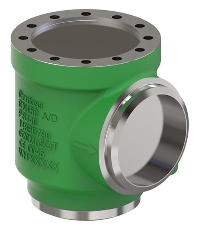 Danfoss SVL-140B 150 multifunction valve body, angleway butt weld 150 mm (6 in), 140 bar CO2, steel