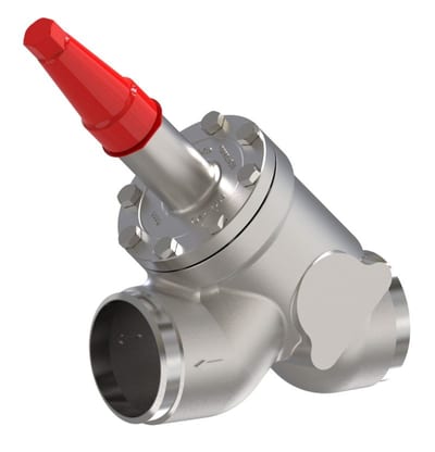 Danfoss SVA-S SS 80 straightway shut-off (stop) valve, 80 mm (3 in) butt weld ASME B 36.19M Schedule 40, stainless steel, 50 bar