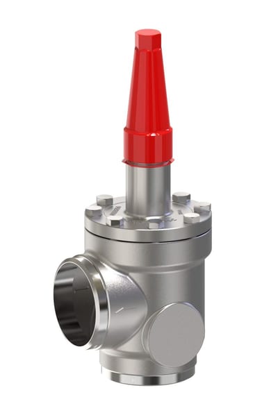 Danfoss SVA-S SS 150 angleway shut-off (stop) valve, 150 mm (6 in) butt weld ASME B 36.19M Schedule 40, stainless steel, 50 bar
